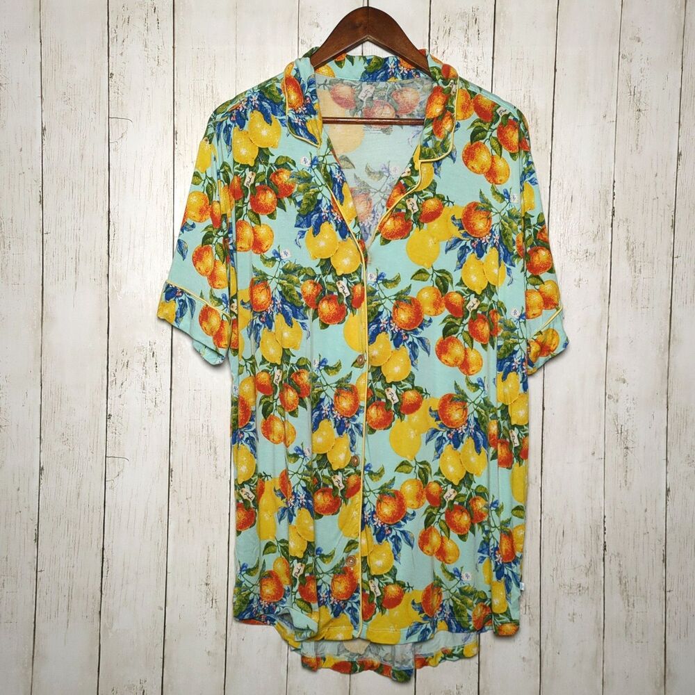 Posh Peanut Lemons Oranges Fruit Pajama Lounge Shirt 2XL Bamboo Comfy Stretchy